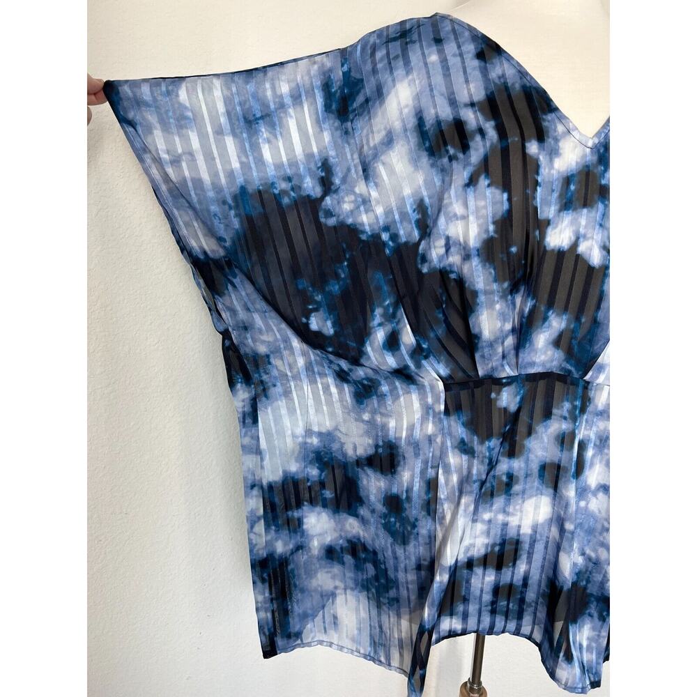 Lane Bryant Tie Dye Kimono Tunic Top Womens Size 10 12 Poncho Semi-Sheer Blue - Picture 3 of 12